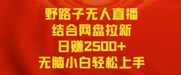 野路子无人直播结合网盘拉新，日赚2500+，小白无脑轻松上手【揭秘】-小艾项目网